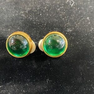 Carlisle Green and Gold accent Dome  Earrings